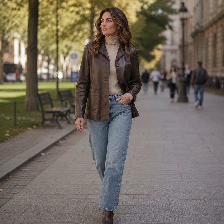 Chaqueta Ecocuero Café 1