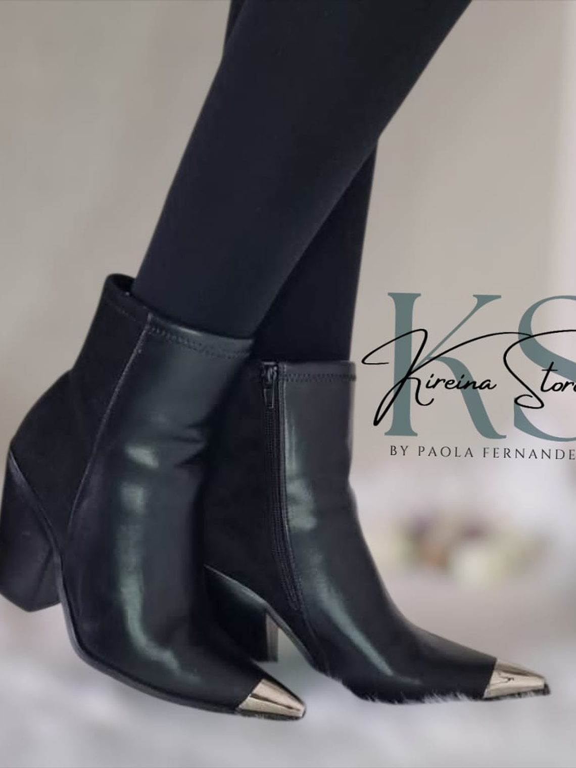 BOTÍN NEGRO PUNTA METAL 1