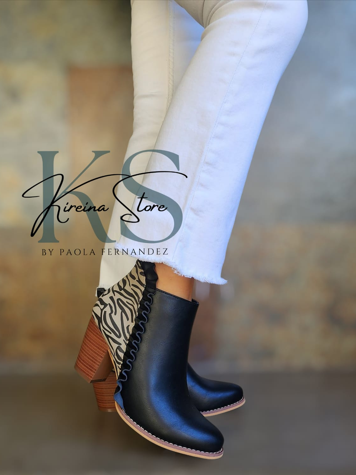 BOTÍN NEGRO PRINT CON VUELOS 1