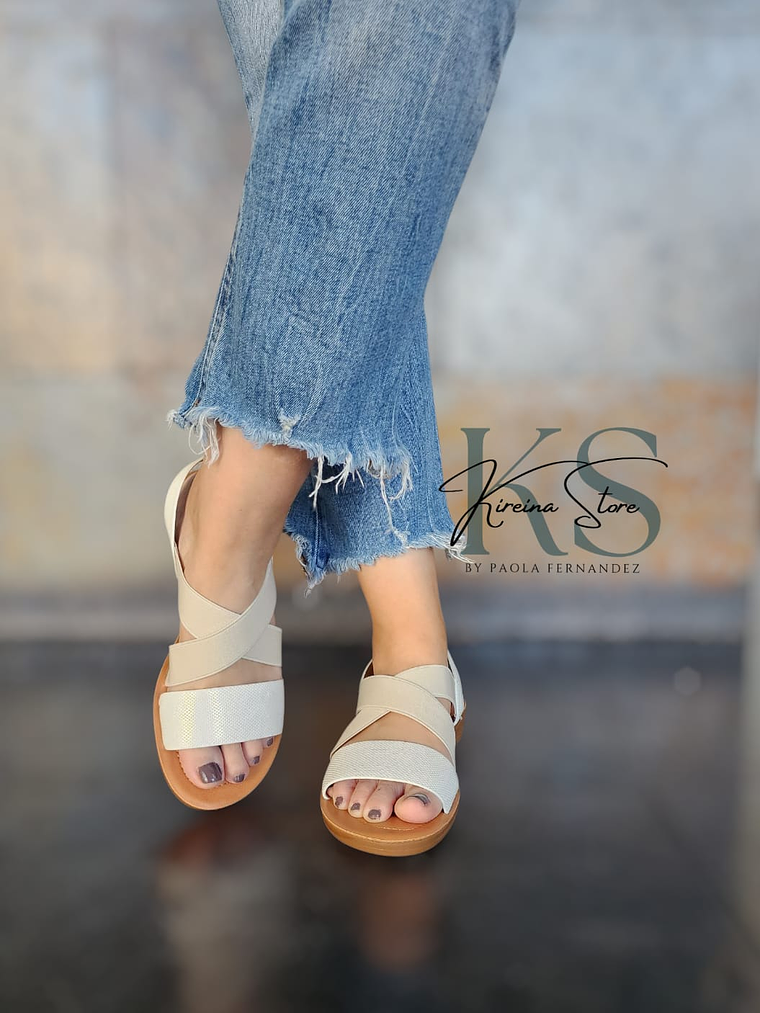 SANDALIA BLANCA/BEIGE (CON ELÁSTICO) 1
