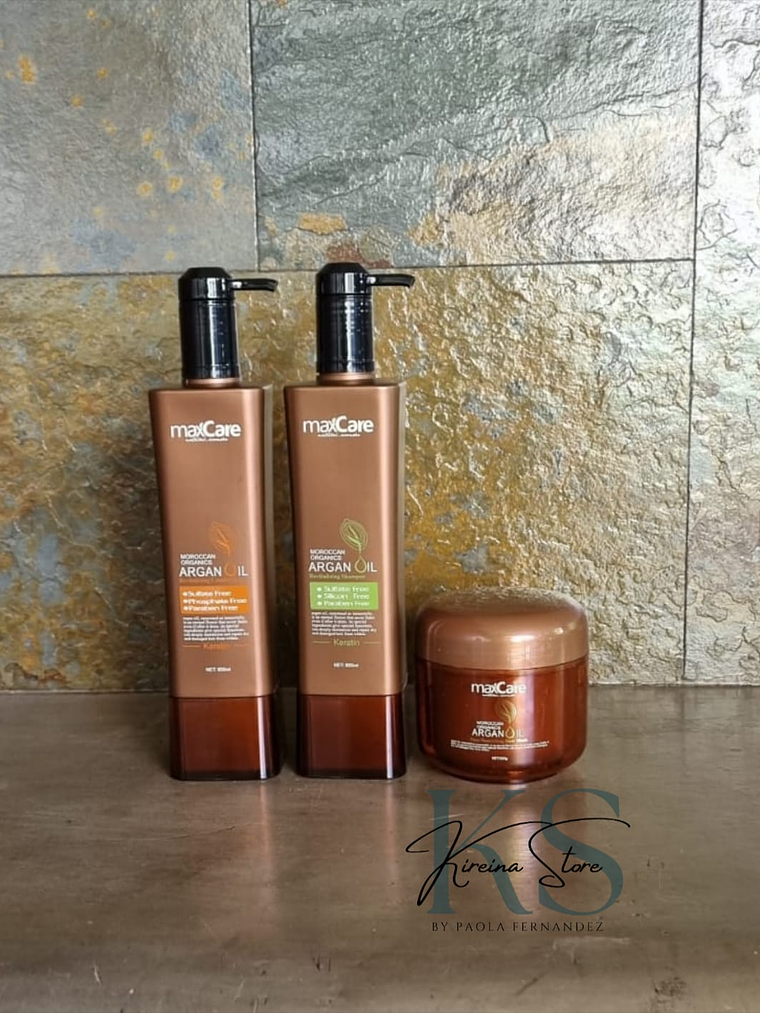 PACK 8: SHAMPOO, ACONDICIONADOR Y CREMA ARGÁN OIL MAXCARE 1
