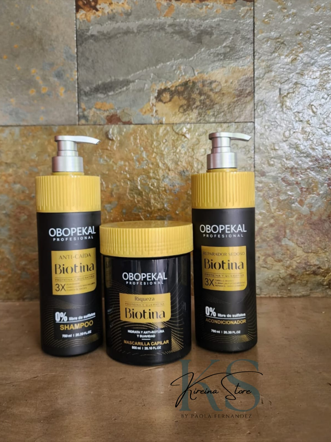 PACK 5: SHAMPOO, ACONDICIONADOR  y MASC. CAPILAR BIOTINA MAS KERATINA OBOPEKAL 1