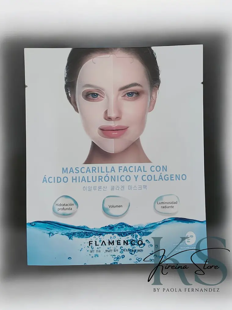 MASCARILLA FACIAL CON ÁCIDO HIALURÓNICO Y COLÁGENO FLAMENCO 1