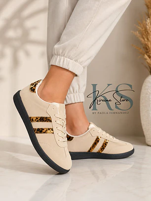 ZAPATILLA BEIGE PRINT ESTILO SAMBA