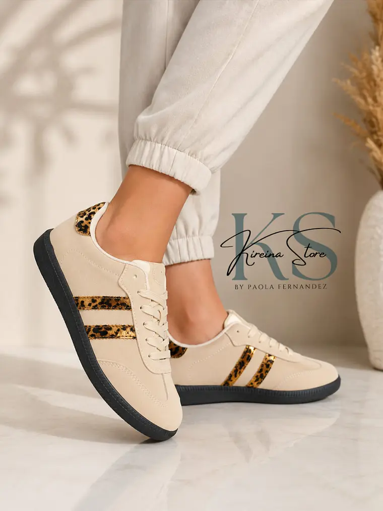 ZAPATILLA BEIGE PRINT ESTILO SAMBA 1