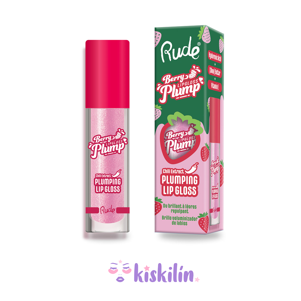 Brillo labial rellenador Berry Juicy Pink Sugar de Rude Cosmetics