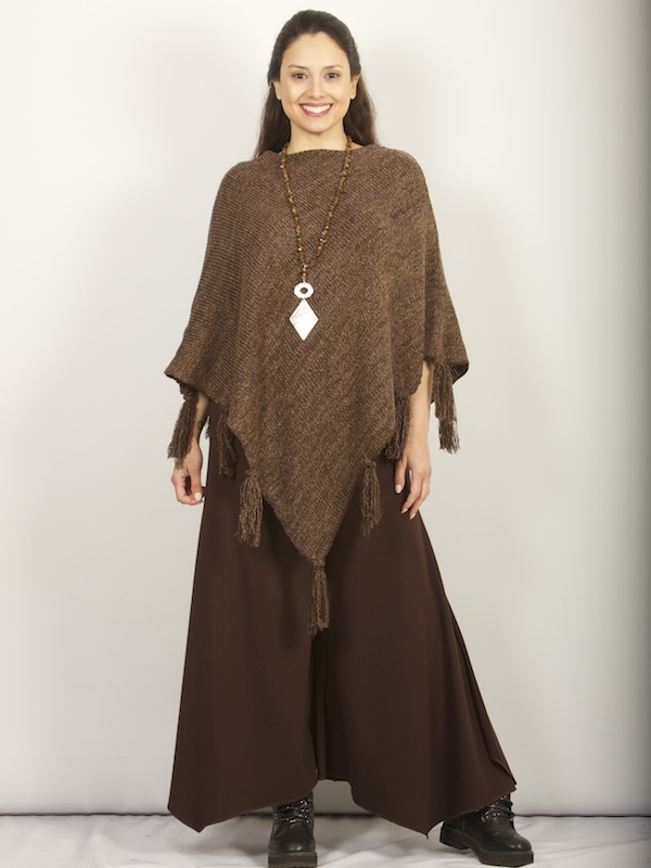 Poncho multicolor tejido de punto tipo chal