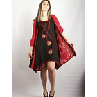 Vestido Maywa con manga, Negro ROJO 2