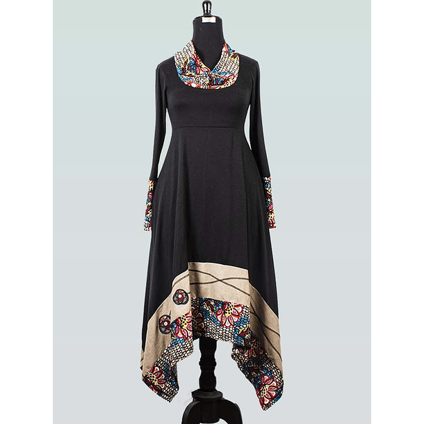 Vestido largo lanilla Nalca Negro crudo 1