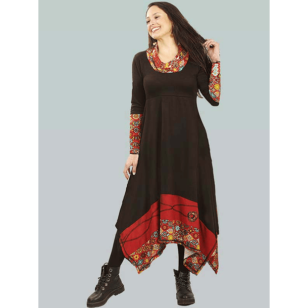 Vestido largo lanilla Nalca Negro crudo 5