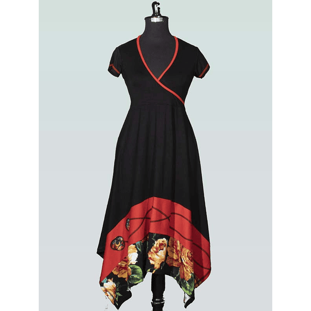  Vestido Sevilla Negro rojo sc 6