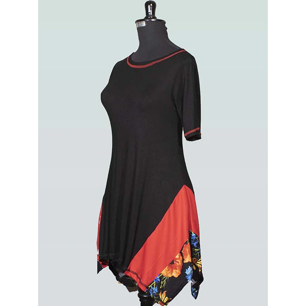 Polera Huapi Negro con rojo 7