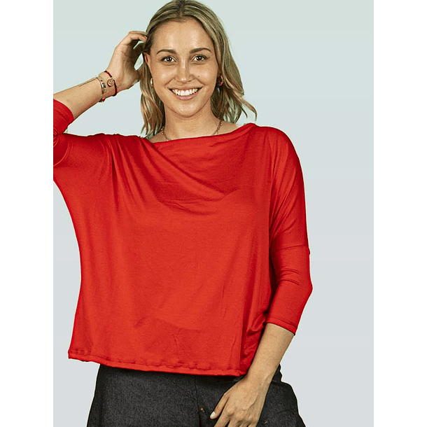 Polera renata  Roja  manga 3/4 TALLA ÚNICA 2