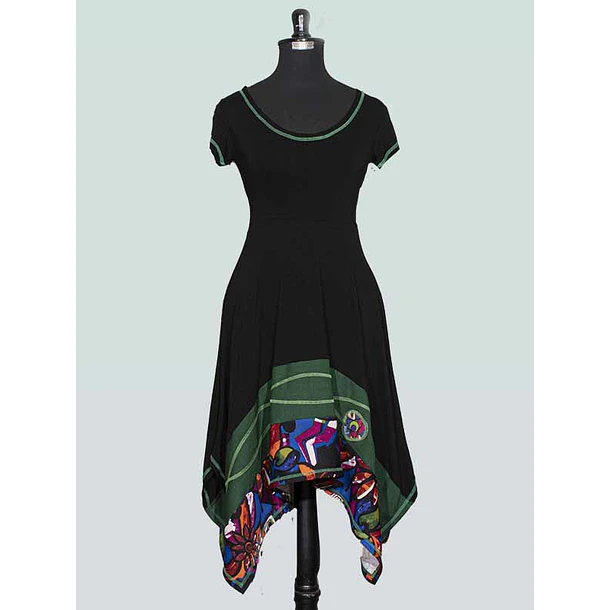 Vestido Kuyan negro verde  4
