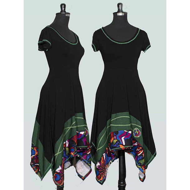 Vestido Kuyan negro verde  3