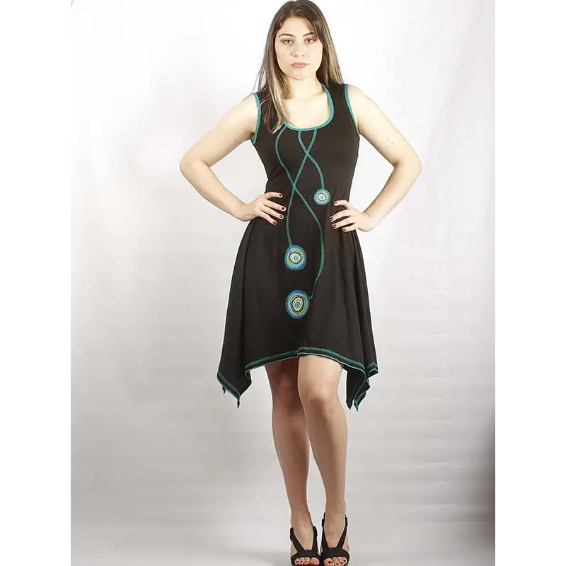 Vestido Maywa Negro turquesa S-M