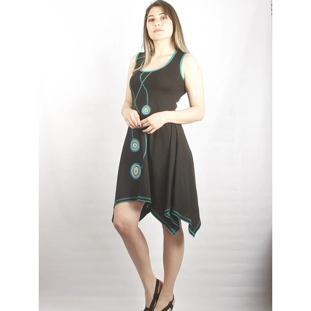 Vestido Maywa Negro turquesa S-M 3
