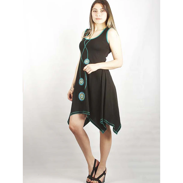 Vestido Maywa Negro turquesa S-M 4