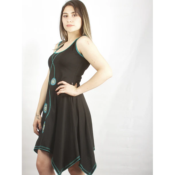 Vestido Maywa Negro turquesa S-M 5