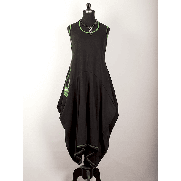Vestido Patagua negro verde 3