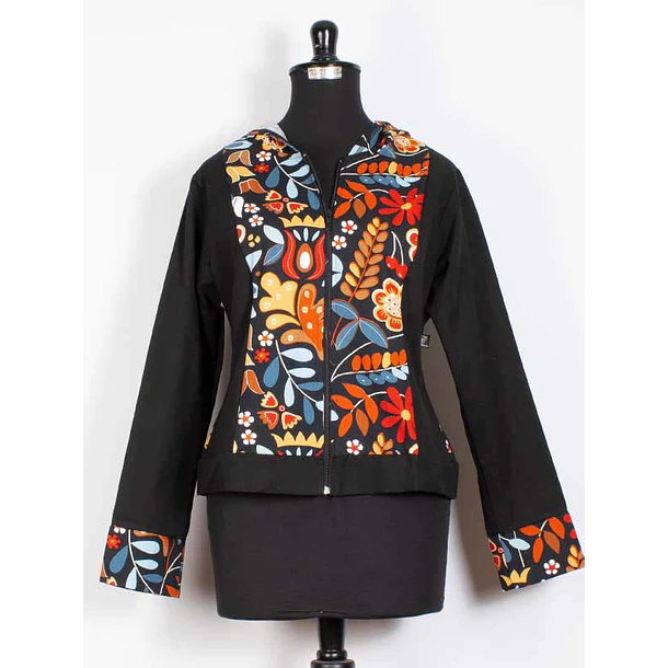 Chaqueta Gabardina Emilia flores rojas  1