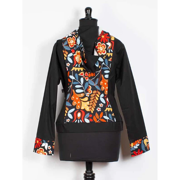Chaqueta Gabardina Emilia flores rojas  3