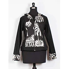 Chaqueta Gabardina Emilia flores negras  1