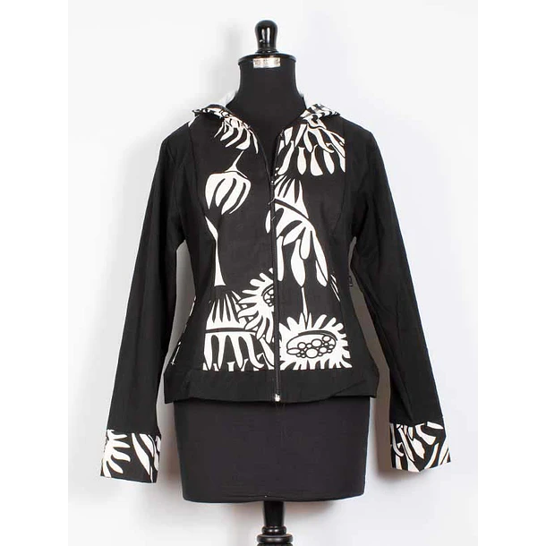 Chaqueta Gabardina Emilia flores negras  1