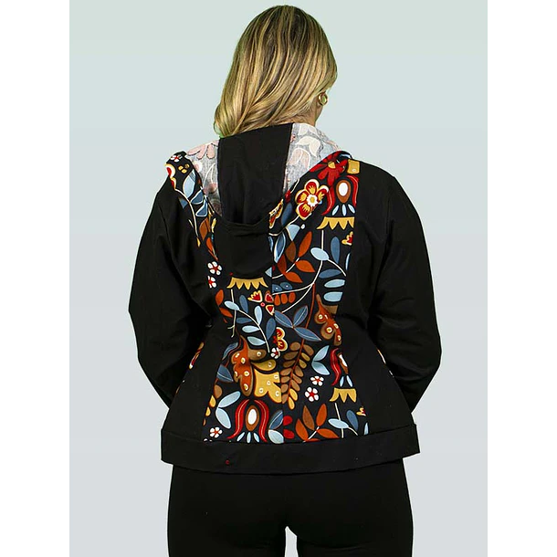 Chaqueta Gabardina Emilia flores rojas  4
