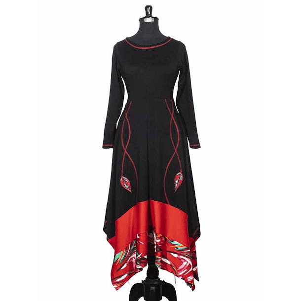 Vestido largo Futrono negro Rojo 1