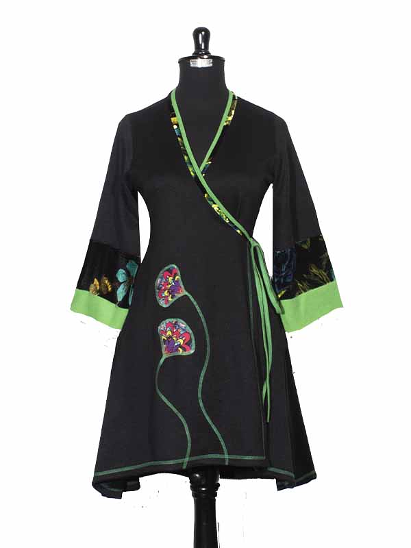 Vestido doble cruce Arrayan  Negro verde