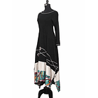 Vestido largo Futrono negro lino crudo SC 4