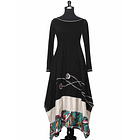 Vestido largo Futrono negro lino crudo SC 1