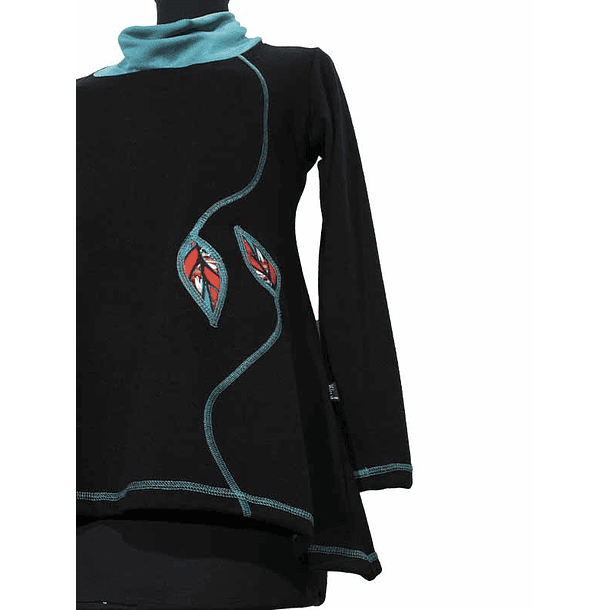 Sweater Caleu negro turquesa 3