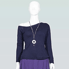 Polera  Donna manga larga algodón azul marino Rapport. 1