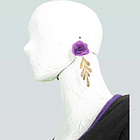 Aros Flor tela y bronce calado Palena Morado 2