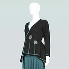 Poleron doble cruce Negro turquesa Cunco 5