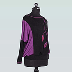 Polerón Antuco Corte murcielago en lanilla color Negro Carmin 2