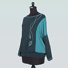 Polerón Antuco Corte murcielago en lanilla color Turquesa 2