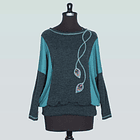 Polerón Antuco Corte murcielago en lanilla color Turquesa 1