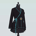 Poleron doble cruce Negro turquesa Cunco 2