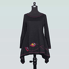 Poleron bolsillos Calafate negro burdeo 1