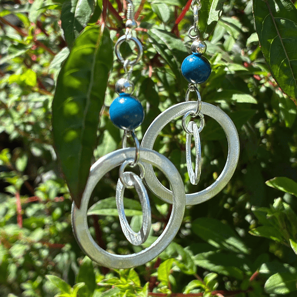 Aros Bolen Aluminio, piedra y semilla 6