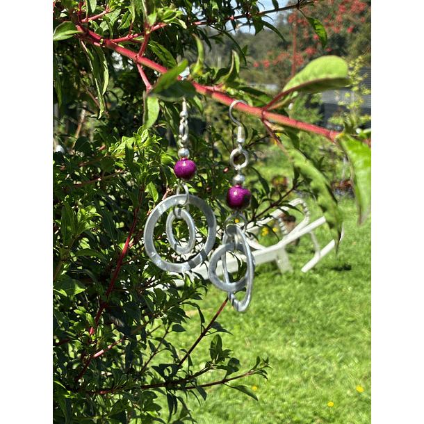 Aros Bolen Aluminio, piedra y semilla 7