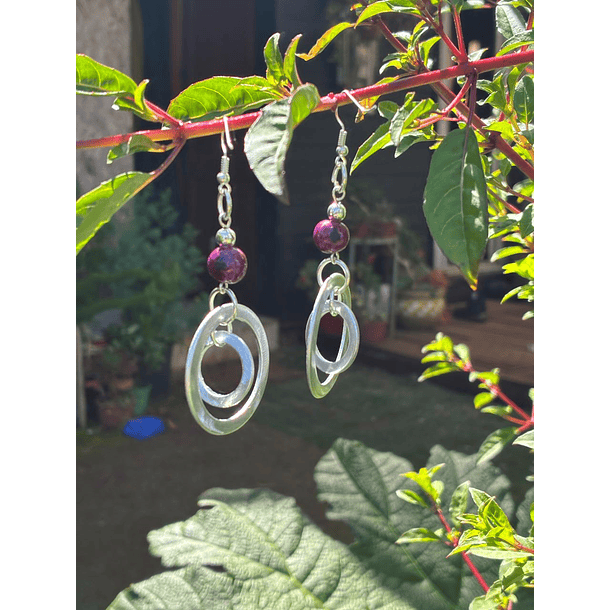 Aros Bolen Aluminio, piedra y semilla 8