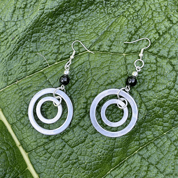 Aros Bolen Aluminio, piedra y semilla 11