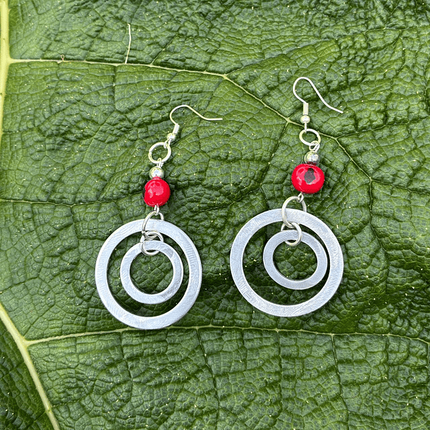 Aros Bolen Aluminio, piedra y semilla 5