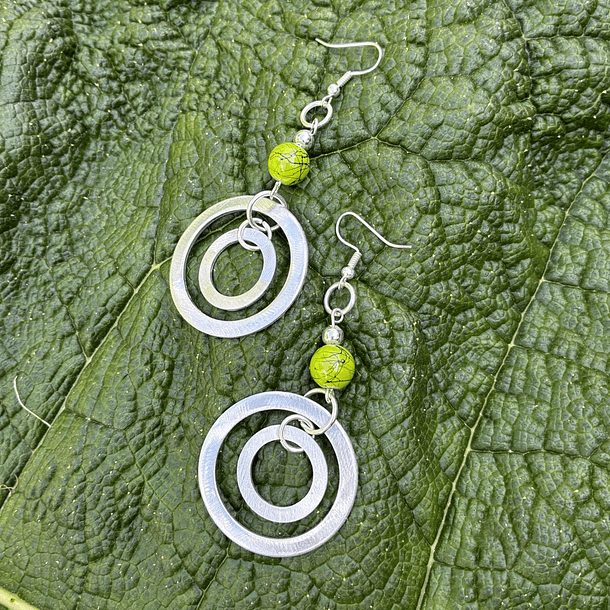 Aros Bolen Aluminio, piedra y semilla 13