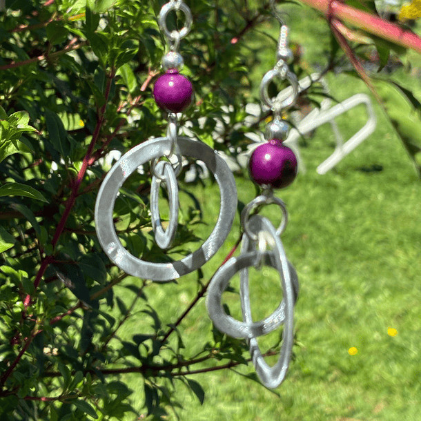 Aros Bolen Aluminio, piedra y semilla 15