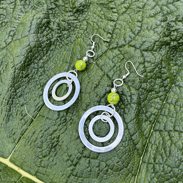 Aros Bolen Aluminio, piedra y semilla 16